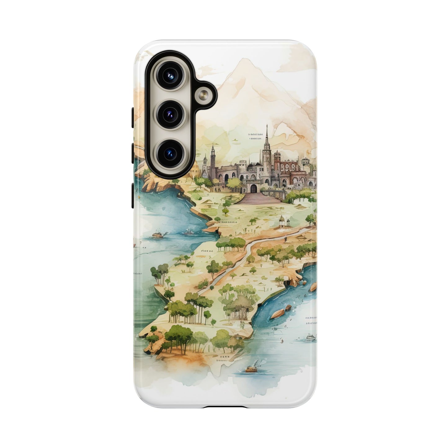 Hard Phone Case — Watercolor Fantasy Map Castle Design