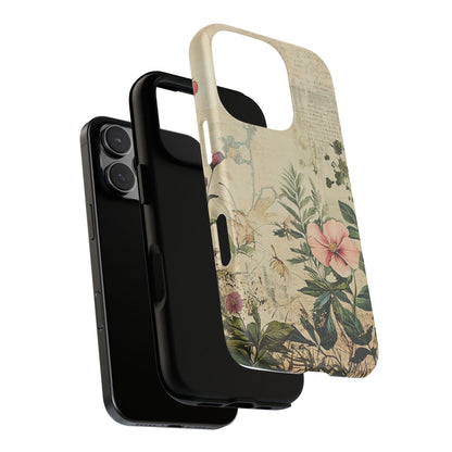 Floral Vintage Tough Case – Botanical Protective Phone Cover,Plants Lovers