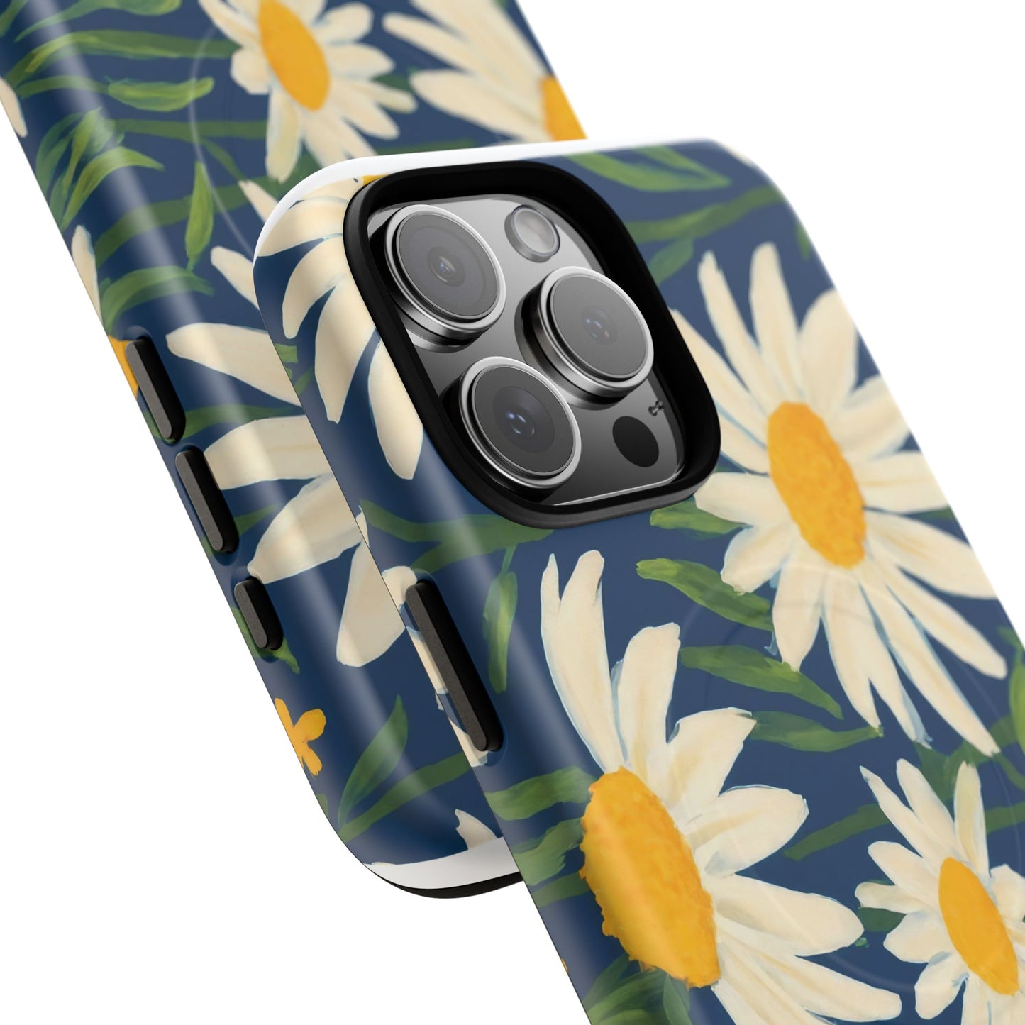 Daisy Floral IPhone Case-Tough Magnetic Cover ,Glossy Finish ,Retro Botanical Flower  Design.