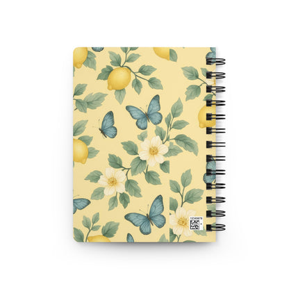 Charming Spiral Bound Journal with Butterflies and Lemons, Aesthetic Note Book, Gift for Writers, Floral Journal, Nature-Inspired Stationery