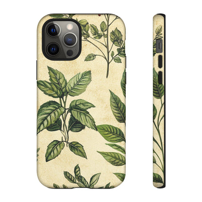 Botanical Leaves Tough Phone Case — Vintage Green Plant Print