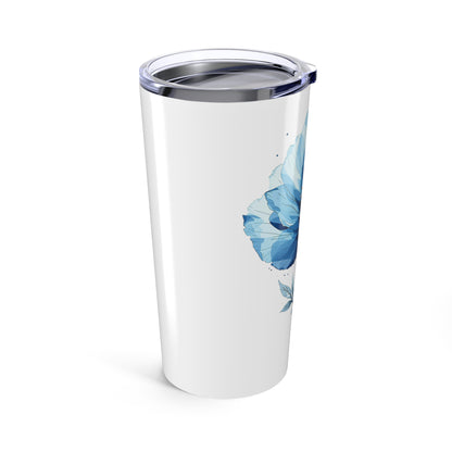 20oz Blue Watercolor Flower Tumbler,White Tumbler,Perfect Gift For Her .