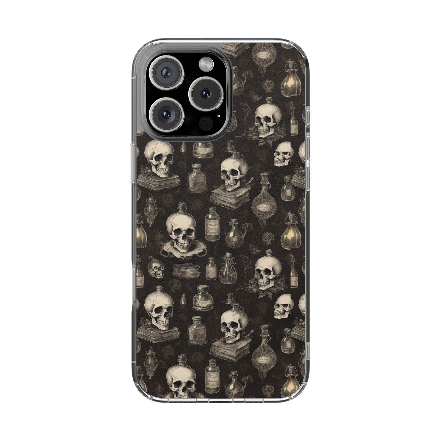 Gothic Skull Phone Case | Clear Impact-Resistant Cases for Halloween, Gothic Aesthetic, Unique Gift, Skull Lover, Spooky Decor