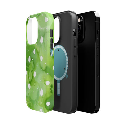 Green Watercolor Polka Dot Magnetic Impact Phone Case