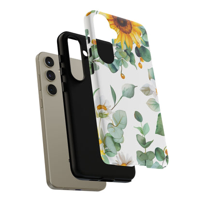Sunflower & Eucalyptus Tough Phone Case — Protective Floral iPhone Case