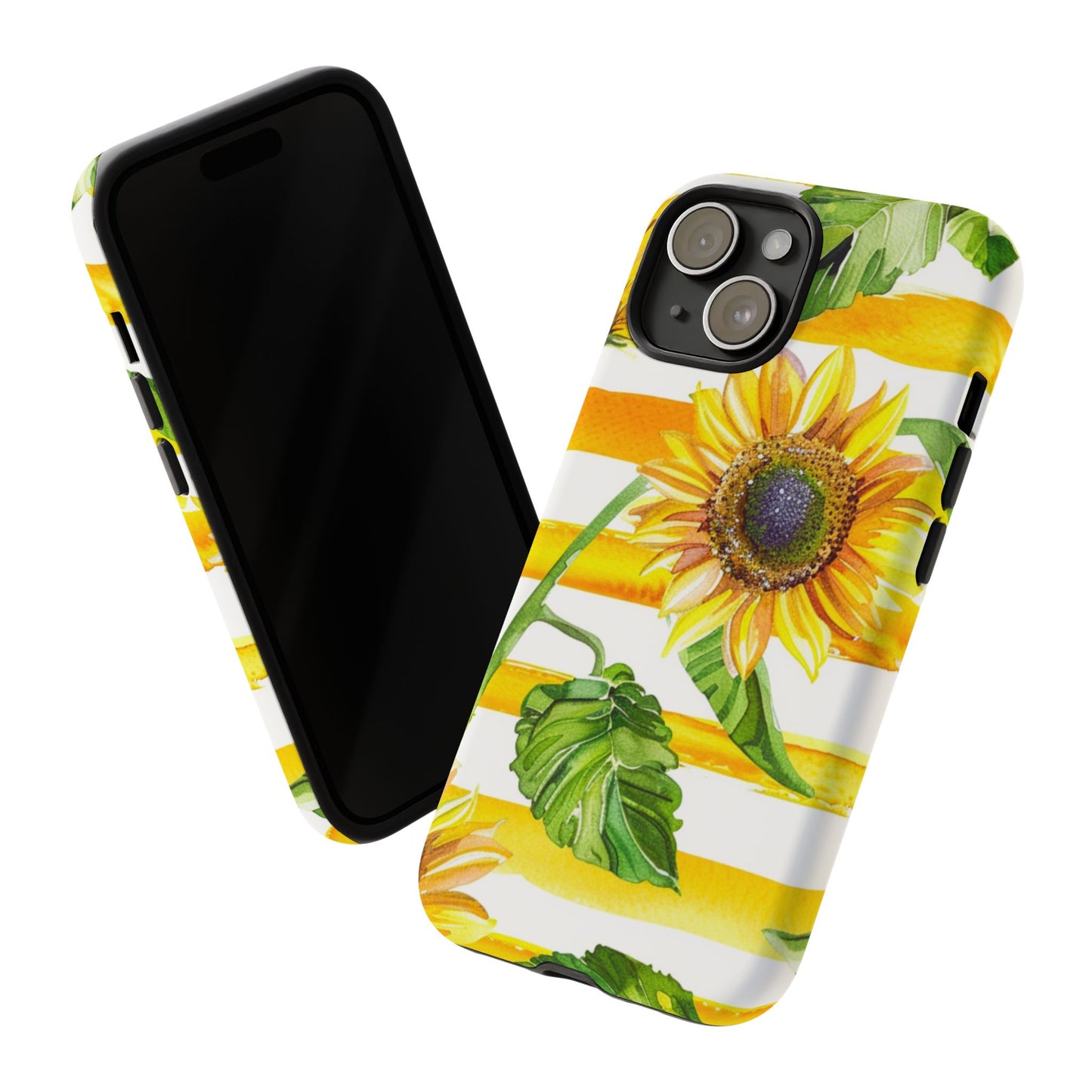 Sunflower Stripes Phone Case - Bright Floral Tough Case