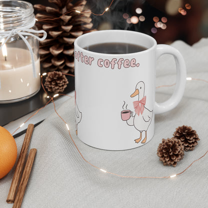 Cute Duck Coffee Mug - 'I'm Only Cute After Coffee',the perfect gift for her ,for Coffe lovers .