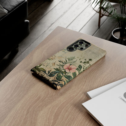 Floral Vintage Tough Case – Botanical Protective Phone Cover,Plants Lovers