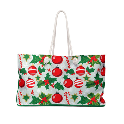 Christmas Weekender Bag, Holiday Travel Tote, Festive Oversized Bag, Gift for Her, Eco-Friendly Shopping Bag