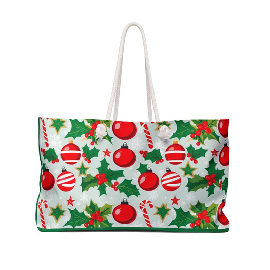 Christmas Weekender Bag, Holiday Travel Tote, Festive Oversized Bag, Gift for Her, Eco-Friendly Shopping Bag