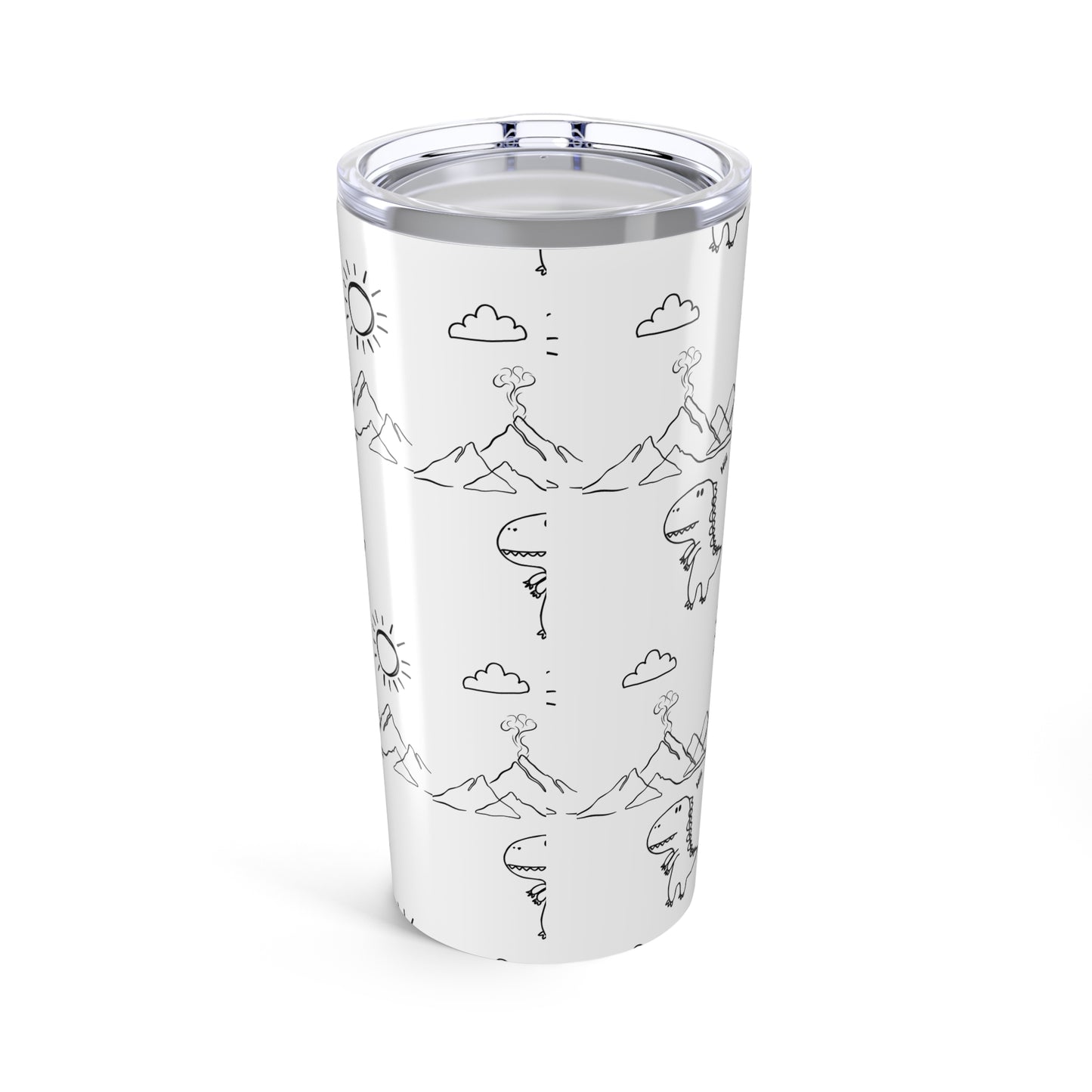 Tumbler 20oz | Stylish Travel Mug, Coffee Cup, Trendy Insulated Drinkware, Gift for Her,Gift for him ,dinosaurio tumbler white and black