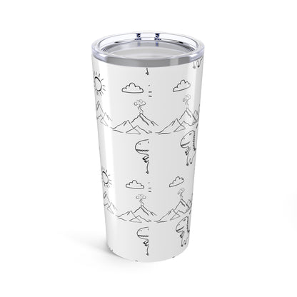 Tumbler 20oz | Stylish Travel Mug, Coffee Cup, Trendy Insulated Drinkware, Gift for Her,Gift for him ,dinosaurio tumbler white and black