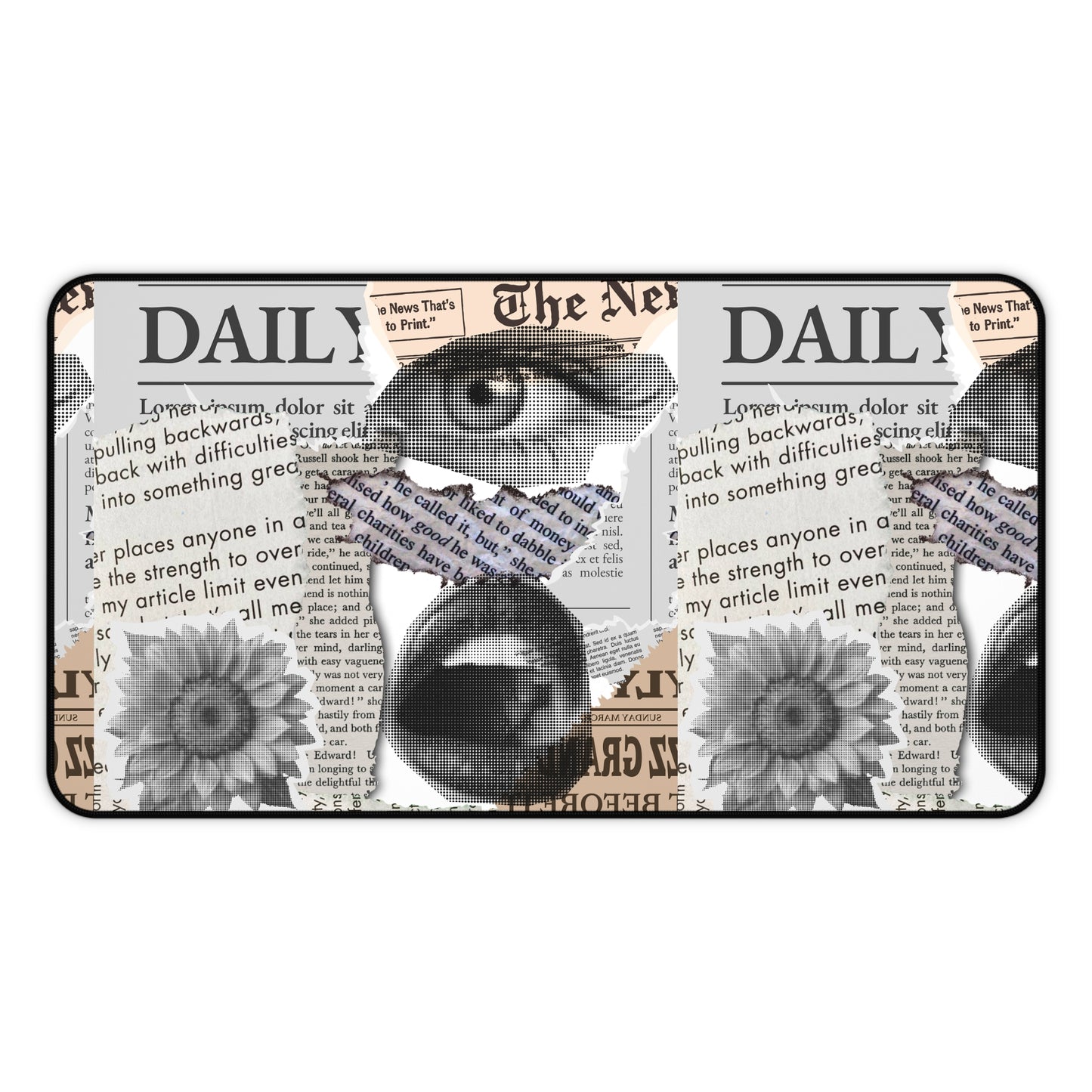 Stylish Desk Mat with Newspaper and Floral Design, Ideal for Home Office, Gifts, Desk Accessories, Office Decor, Unique Workspaces