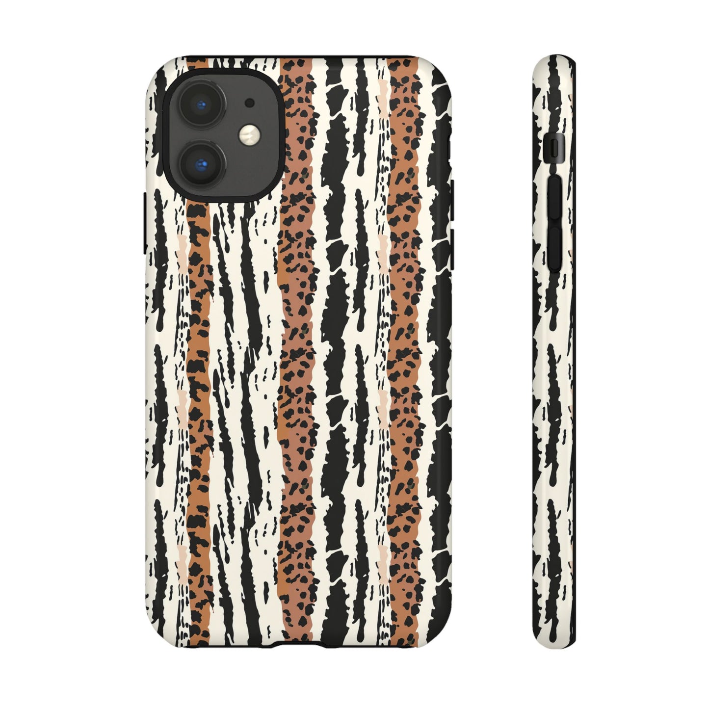 Animal Stripe Phone Case — Leopard & Zebra Pattern Tough Protective Cover,Africa Pattern .