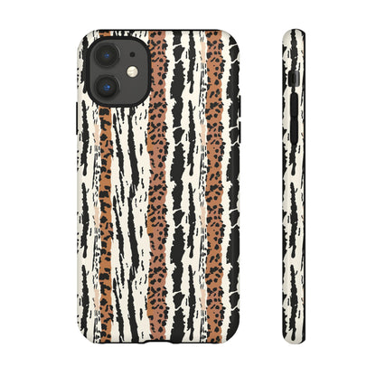 Animal Stripe Phone Case — Leopard & Zebra Pattern Tough Protective Cover,Africa Pattern .