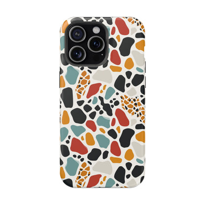 Terrazzo Pattern Magnetic Impact Phone Case — Colorful Retro Pebble Design