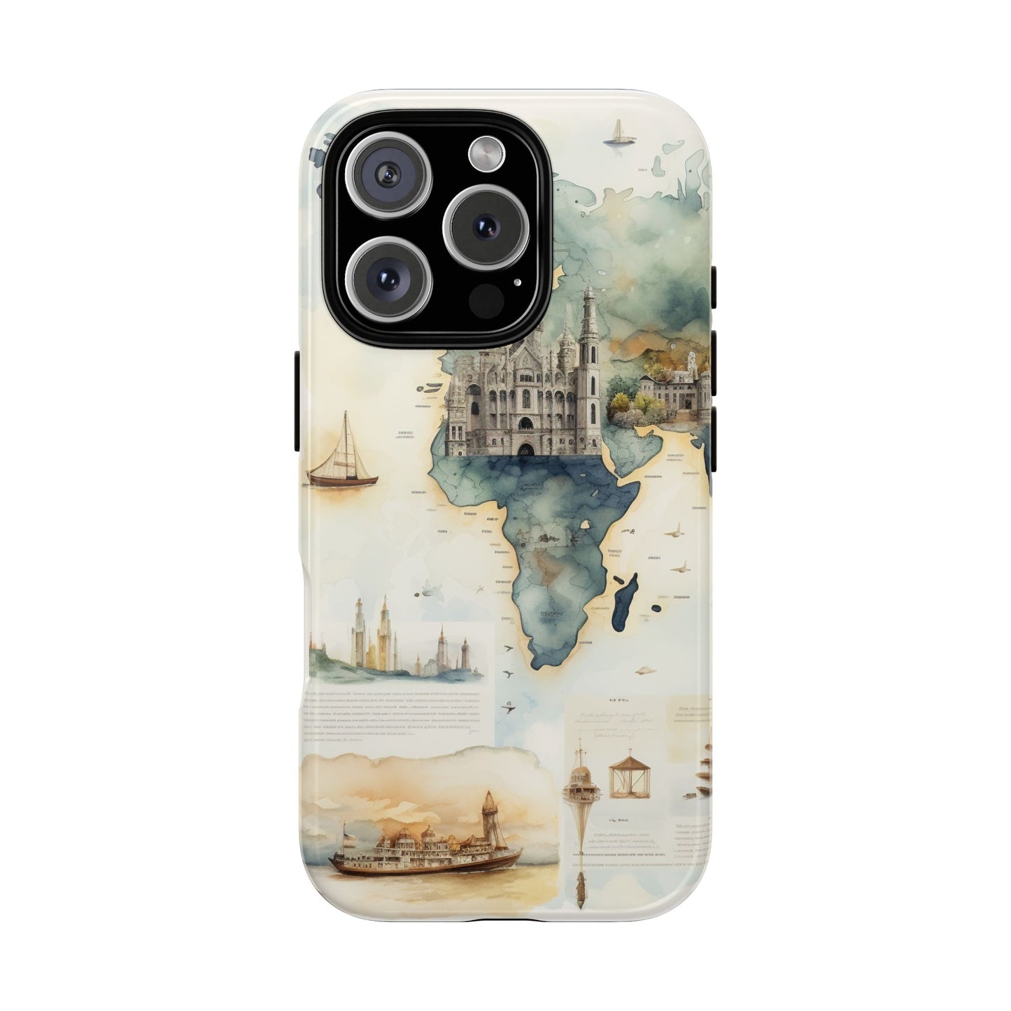 Hard Phone Case — Watercolor Fantasy Map Castle Design