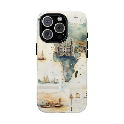 Hard Phone Case — Watercolor Fantasy Map Castle Design