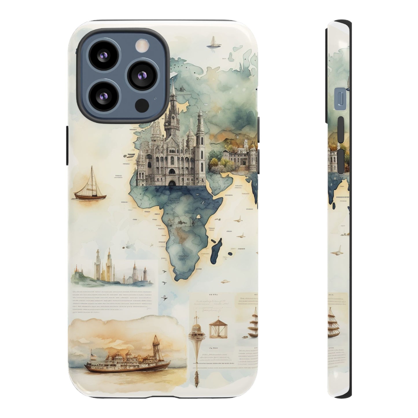 Hard Phone Case — Watercolor Fantasy Map Castle Design