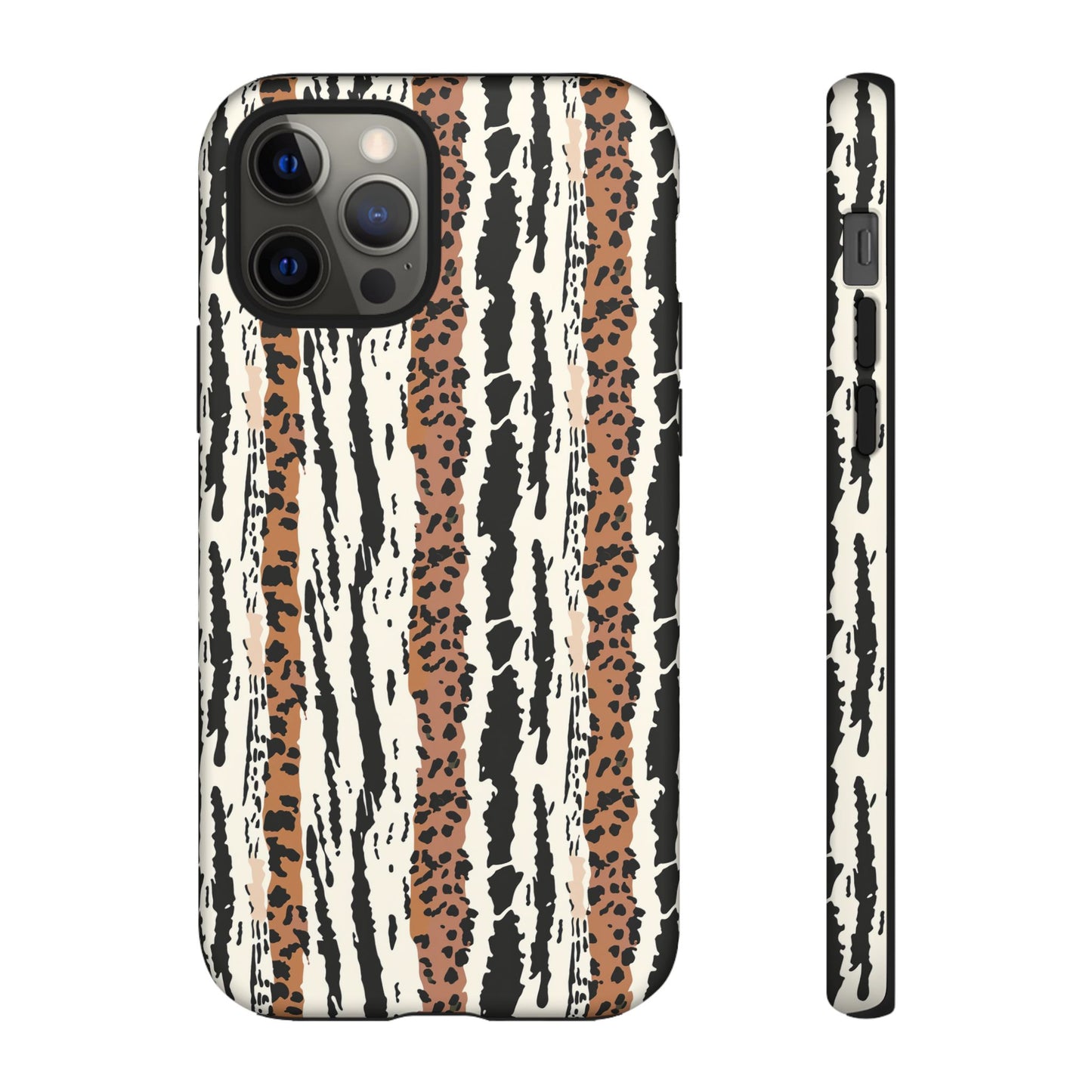 Animal Stripe Phone Case — Leopard & Zebra Pattern Tough Protective Cover,Africa Pattern .