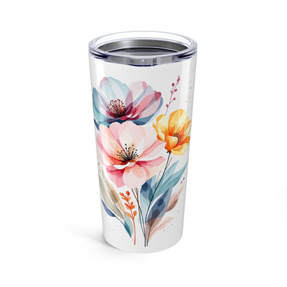 Floral Watercolor 20oz Tumbler — Insulated Travel Cup