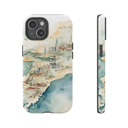 Hard Phone Case — Watercolor Fantasy Map Castle Design