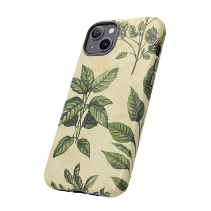 Botanical Leaves Tough Phone Case — Vintage Green Plant Print