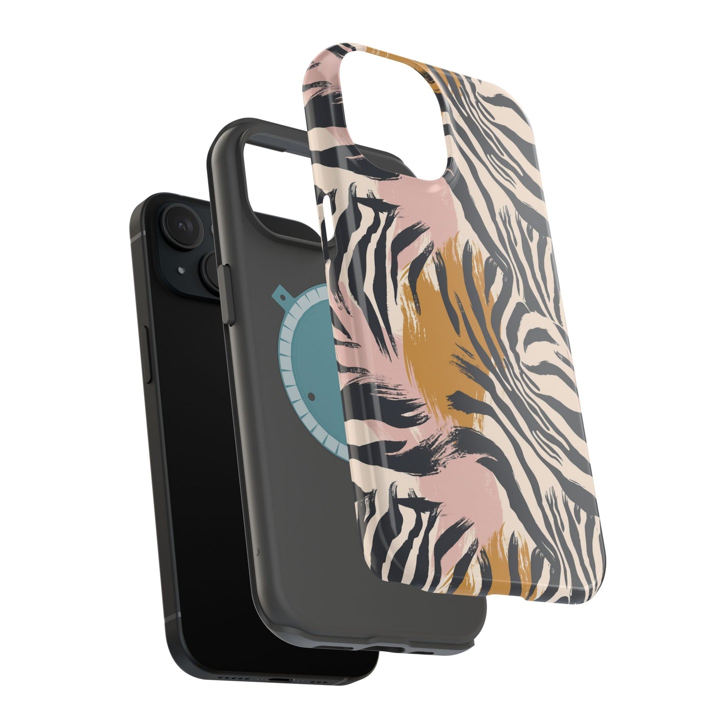 Zebra Brushstroke Magnetic Impact Phone Case,Africa Pattern