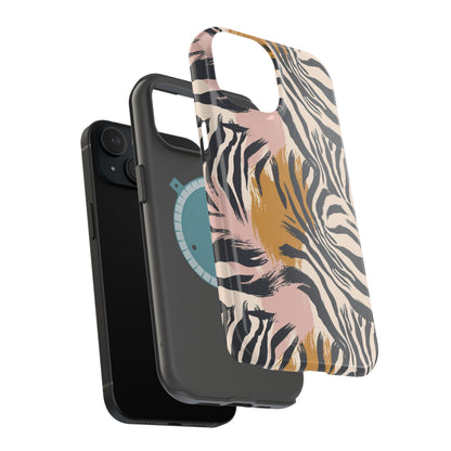 Zebra Brushstroke Magnetic Impact Phone Case,Africa Pattern