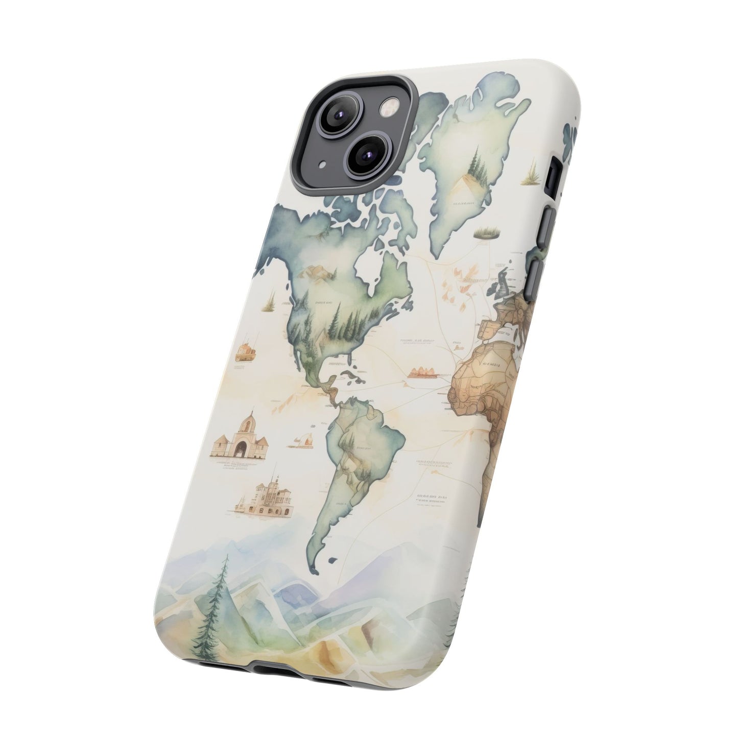 Hard Phone Case — Watercolor Fantasy Map Castle Design