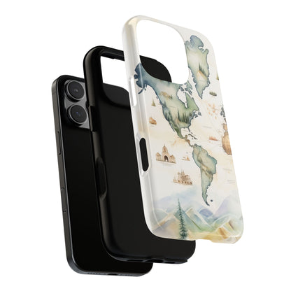 Hard Phone Case — Watercolor Fantasy Map Castle Design