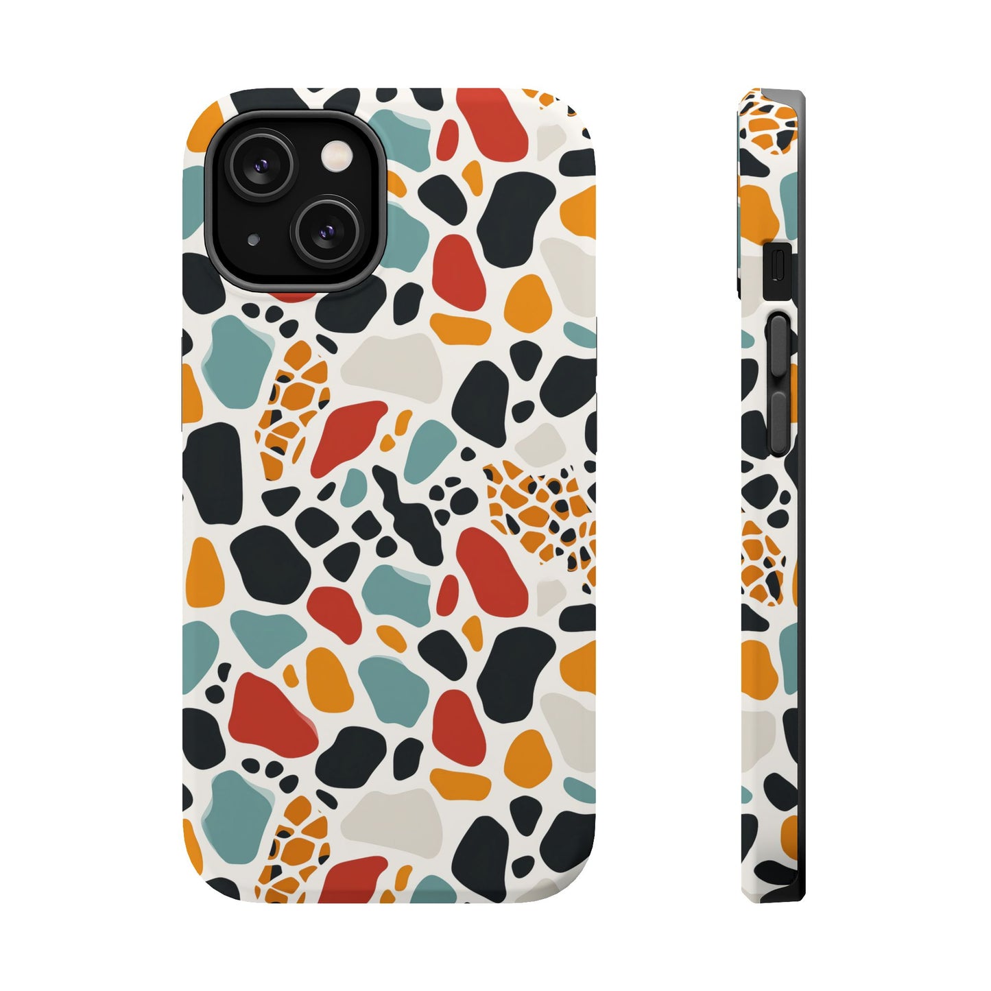 Terrazzo Pattern Magnetic Impact Phone Case — Colorful Retro Pebble Design