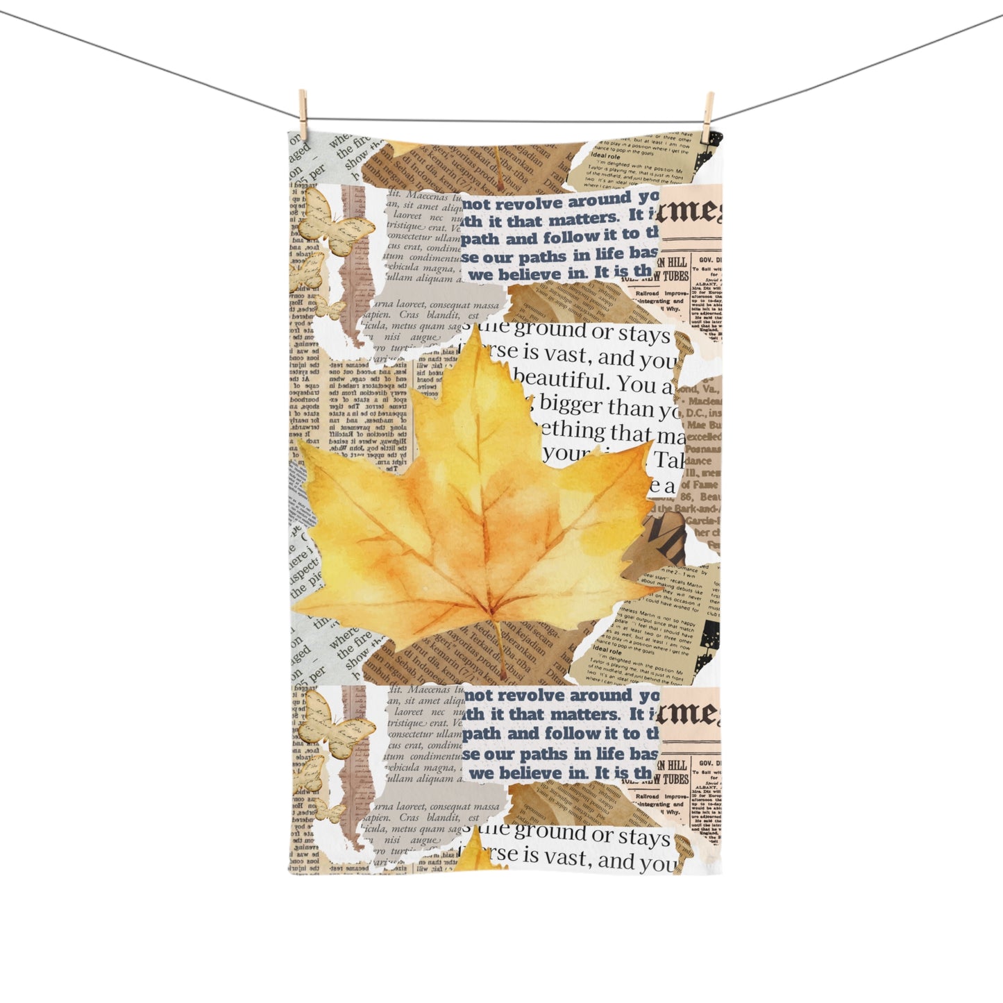 Cozy Autumn Hand Towel with Leaf Design, Kitchen Decor, Fall Gift, Farmhouse Style, Seasonal Home Accent.