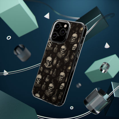 Gothic Skull Phone Case | Clear Impact-Resistant Cases for Halloween, Gothic Aesthetic, Unique Gift, Skull Lover, Spooky Decor