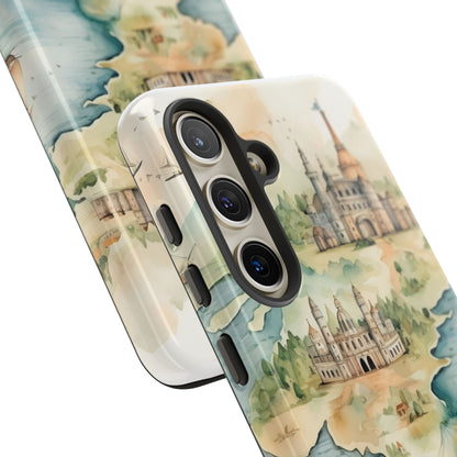 Hard Phone Case — Watercolor Fantasy Map Castle Design