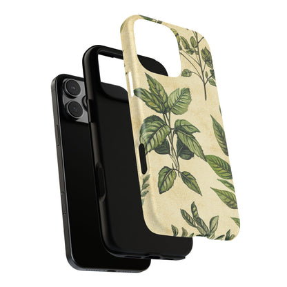 Botanical Leaves Tough Phone Case — Vintage Green Plant Print