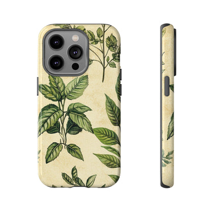 Botanical Leaves Tough Phone Case — Vintage Green Plant Print