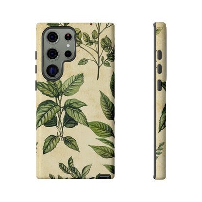 Botanical Leaves Tough Phone Case — Vintage Green Plant Print