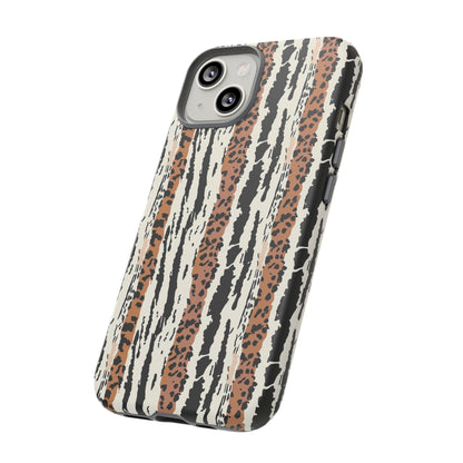 Animal Stripe Phone Case — Leopard & Zebra Pattern Tough Protective Cover,Africa Pattern .