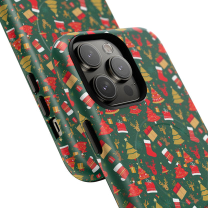 Christmas Tough Magnetic Phone Case | Festive Holiday Accessory | Cute Santa & Tree Design, Gift for Him/Her, Seasonal Tech