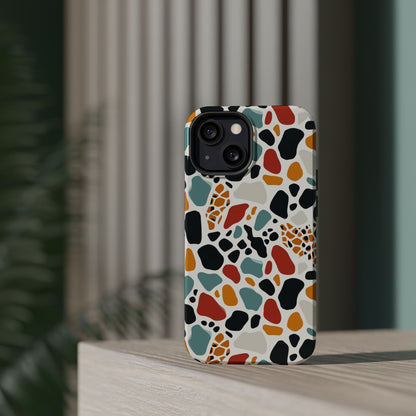 Terrazzo Pattern Magnetic Impact Phone Case — Colorful Retro Pebble Design