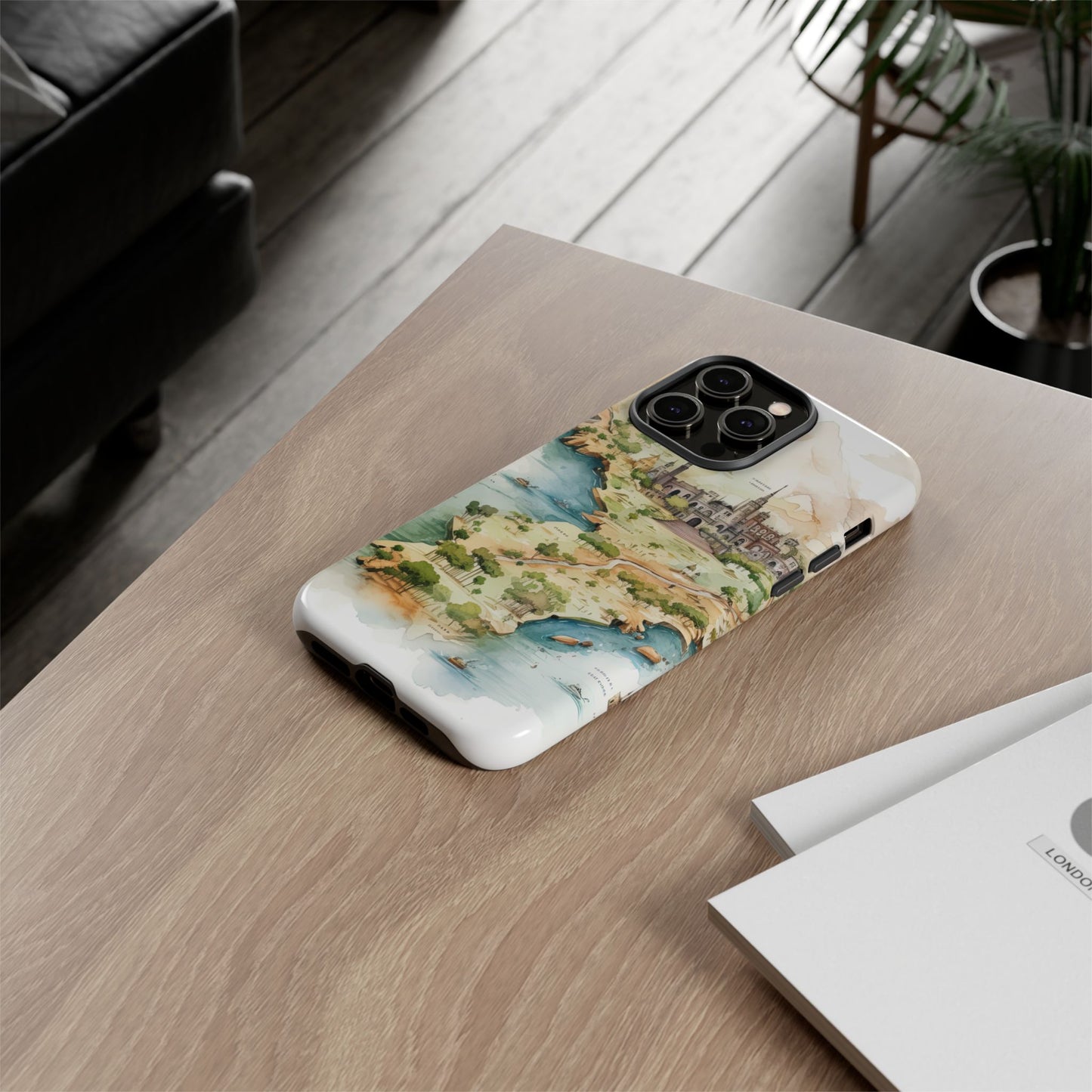 Hard Phone Case — Watercolor Fantasy Map Castle Design