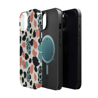 Leopard Splash Magnetic Impact Phone Case — Teal & Coral Animal Print