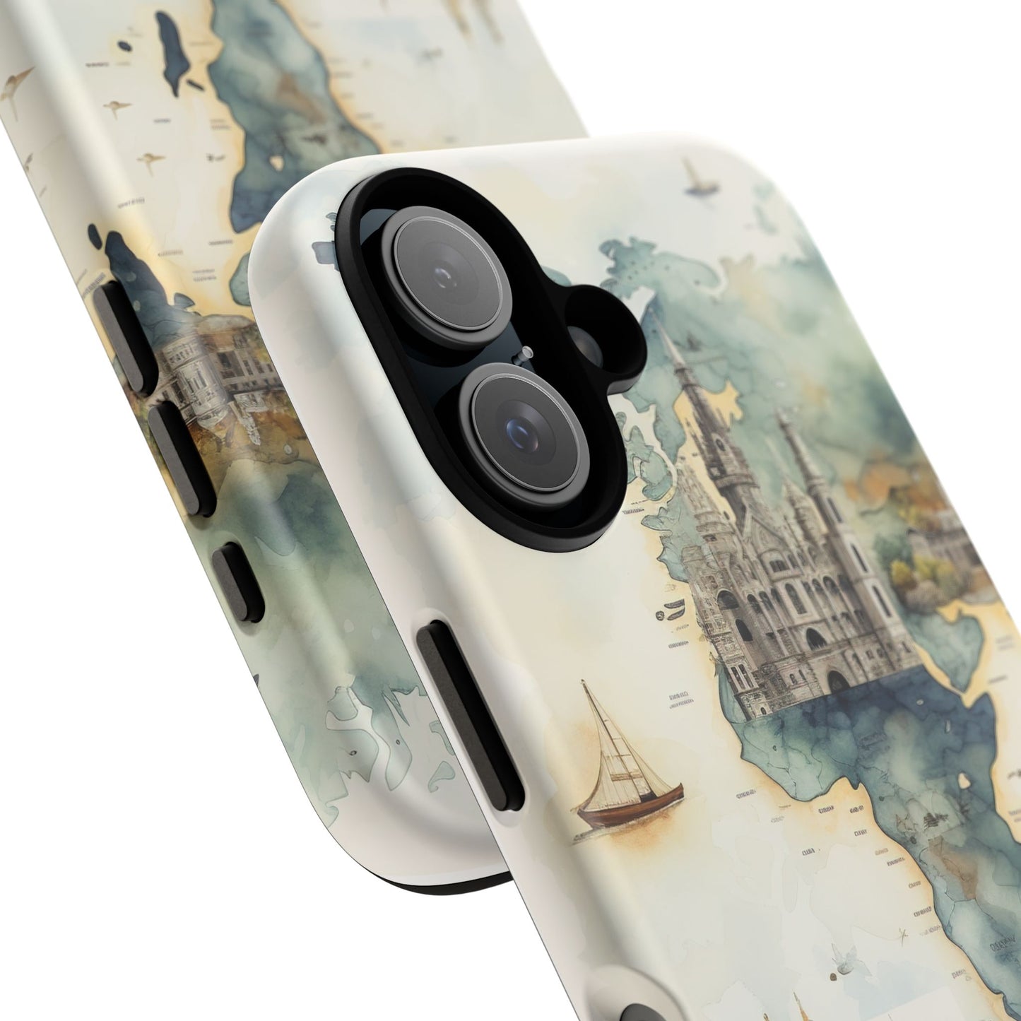 Hard Phone Case — Watercolor Fantasy Map Castle Design