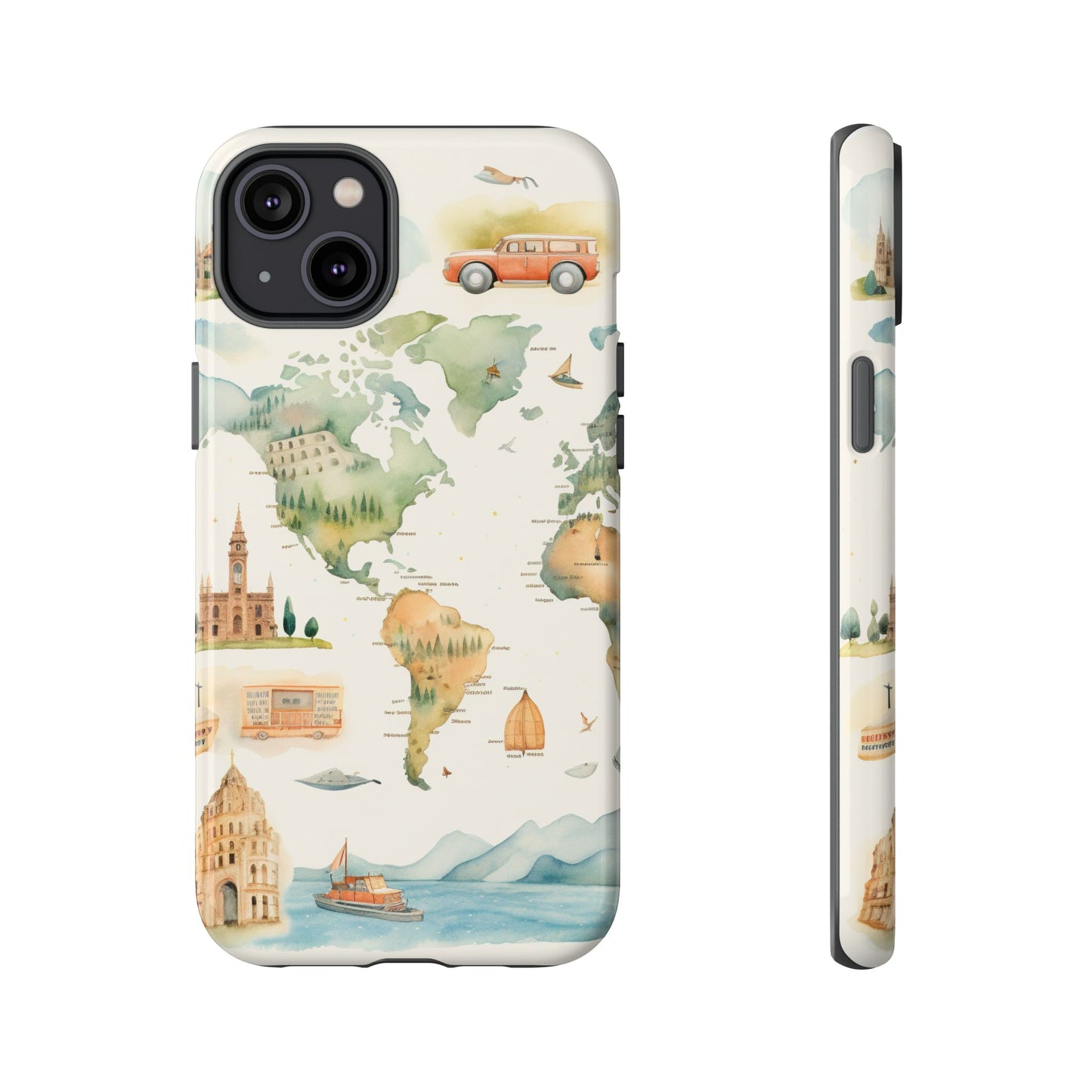 Hard Phone Case — Watercolor Fantasy Map Castle Design