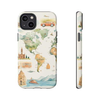 Hard Phone Case — Watercolor Fantasy Map Castle Design