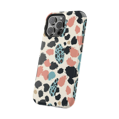 Leopard Splash Magnetic Impact Phone Case — Teal & Coral Animal Print