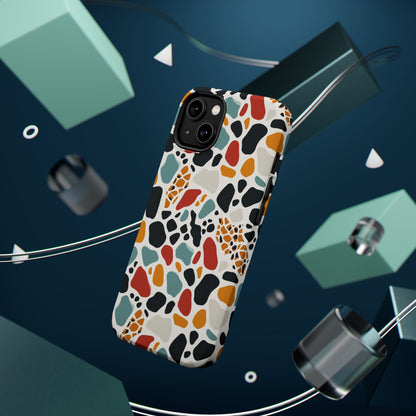 Terrazzo Pattern Magnetic Impact Phone Case — Colorful Retro Pebble Design