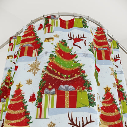 Christmas Shower Curtain, Festive Holiday Decor, Winter Wonderland, Bathroom Accessories, Gift for Her, Holiday Home