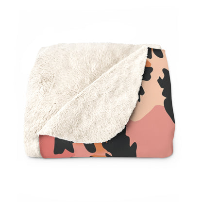 Leopard Print Sherpa Fleece Blanket — Pink & Orange Animal Print Cozy Throw